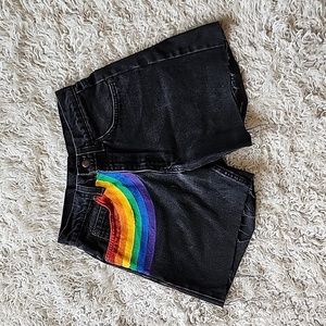 Hand painted Levi's cut off shorts